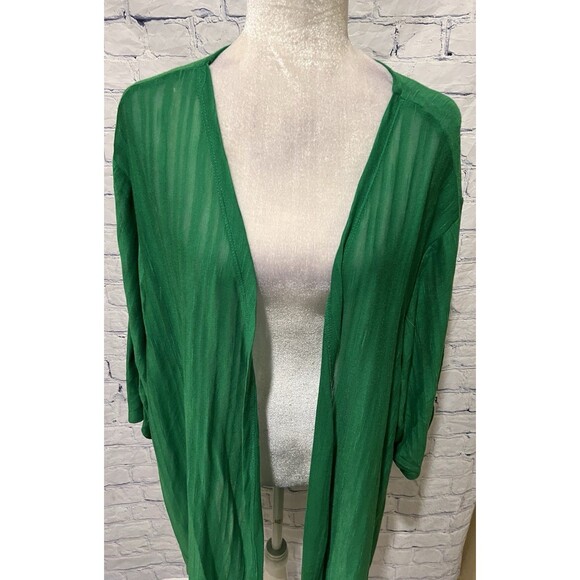 CATHERINES GREEN SEMI-SHEER OPEN DRAPE FRONT CARDIGAN SWEATER TOP 5X 34/36W NWOT - Picture 2 of 6